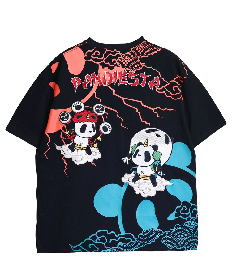 PANDIESTA(パンディエスタ) |SB PANDIESTA 子熊猫 風神雷神  刺繍 S/S Tシャツ(526225 MENS/WOMENS）