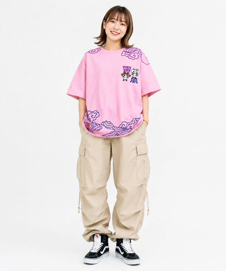 PANDIESTA(パンディエスタ) |SB PANDIESTA 子熊猫 風神雷神  刺繍 S/S Tシャツ(526225 MENS/WOMENS）