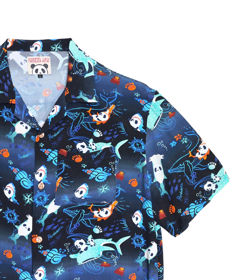 PANDIESTA(パンディエスタ) |SB 熊猫謹製 シャークライドパンダ レーヨン アロハ シャツ(526227 MENS/WOMENS）