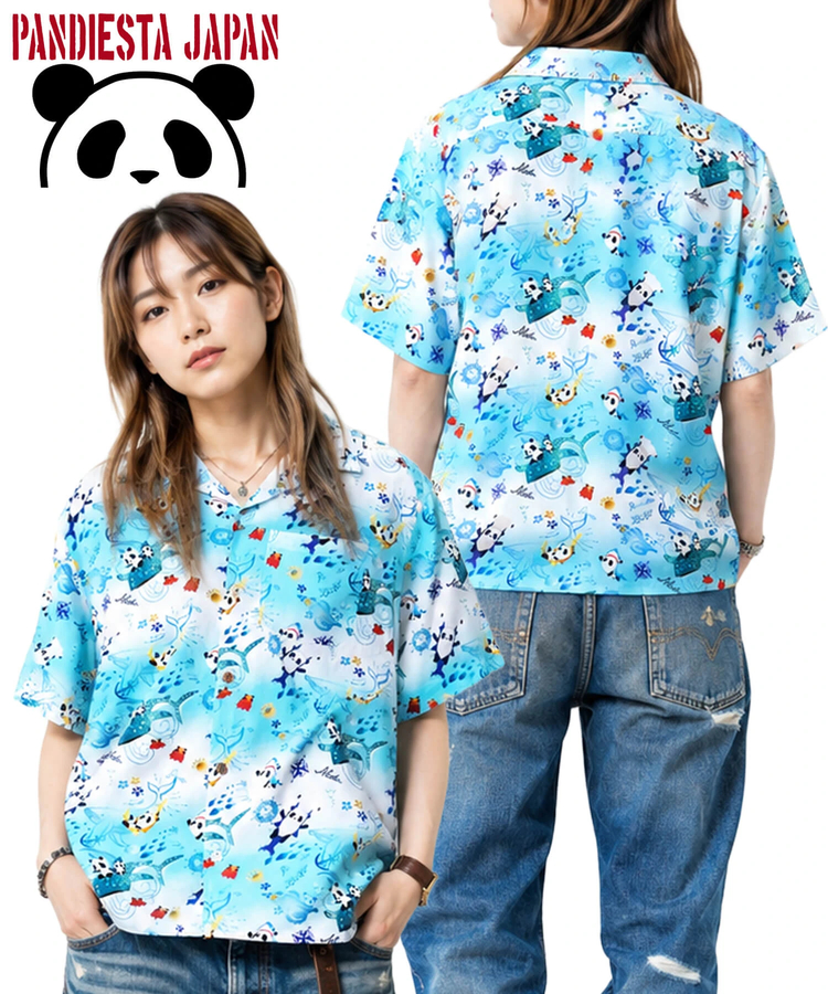 PANDIESTA(パンディエスタ) |SB 熊猫謹製 シャークライドパンダ レーヨン アロハ シャツ(526227 MENS/WOMENS）