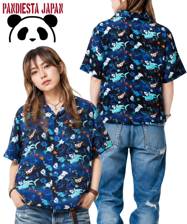 PANDIESTA(パンディエスタ) |SB 熊猫謹製 シャークライドパンダ レーヨン アロハ シャツ(526227 MENS/WOMENS）