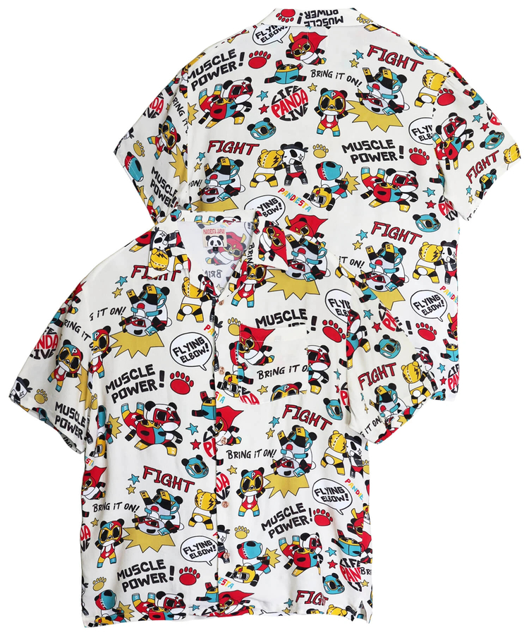 PANDIESTA(パンディエスタ) |SB 熊猫謹製 パンダゴーファイト レーヨン アロハ シャツ(526228 MENS/WOMENS）