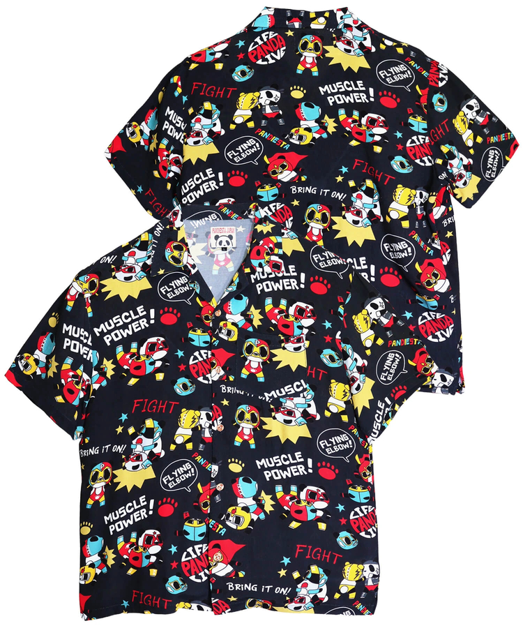 PANDIESTA(パンディエスタ) |SB 熊猫謹製 パンダゴーファイト レーヨン アロハ シャツ(526228 MENS/WOMENS）