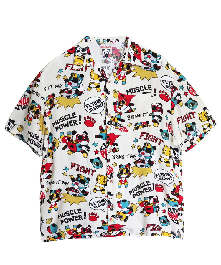 PANDIESTA(パンディエスタ) |SB 熊猫謹製 パンダゴーファイト レーヨン アロハ シャツ(526228 MENS/WOMENS）