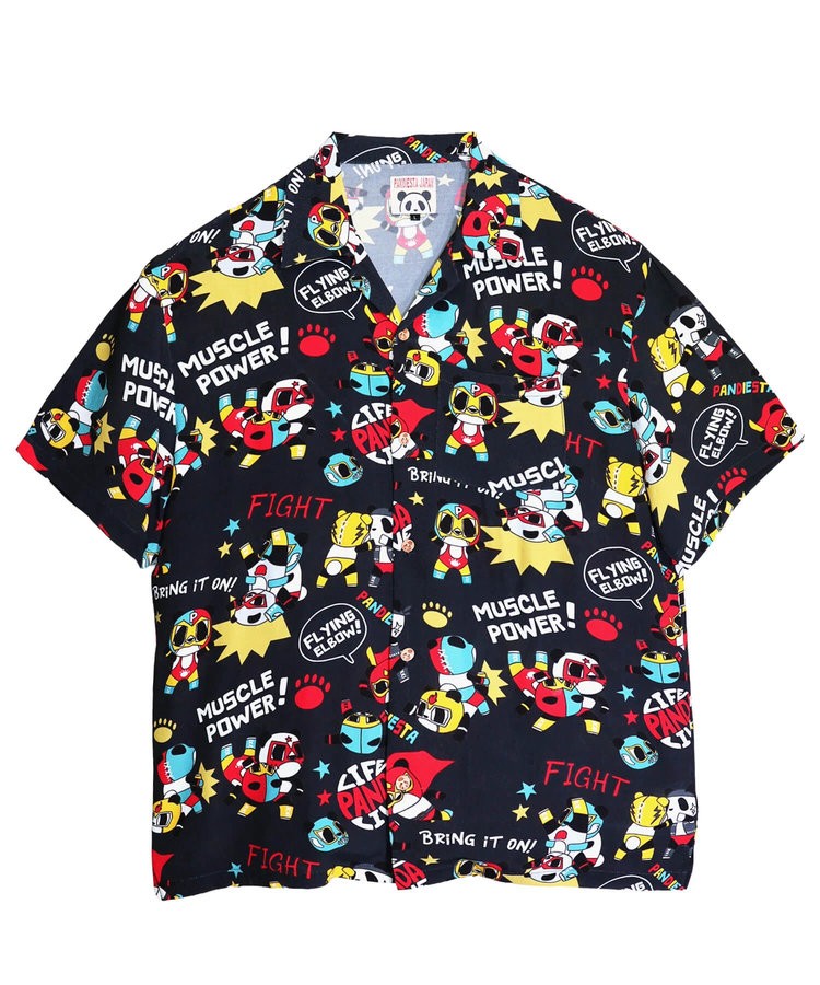 PANDIESTA(パンディエスタ) |SB 熊猫謹製 パンダゴーファイト レーヨン アロハ シャツ(526228 MENS/WOMENS）