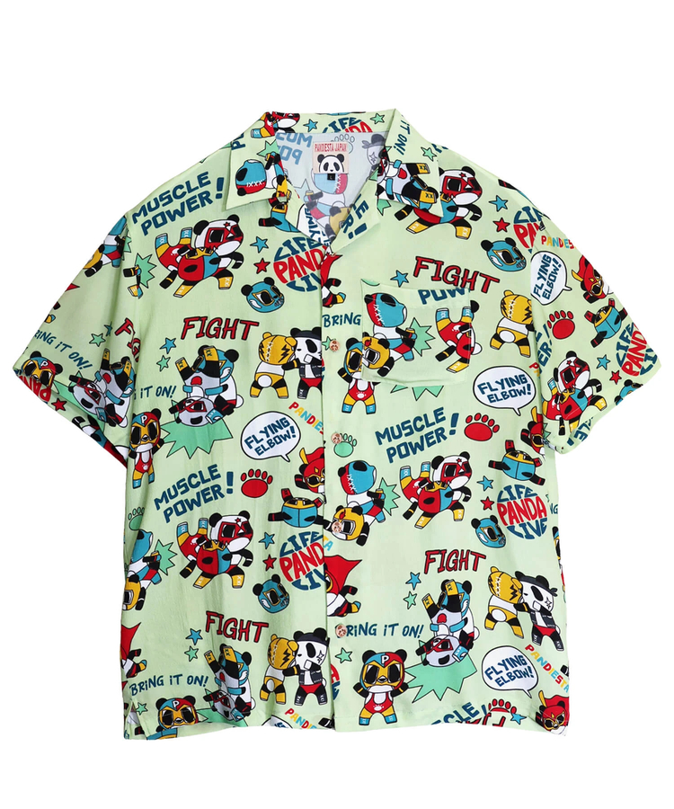 PANDIESTA(パンディエスタ) |SB 熊猫謹製 パンダゴーファイト レーヨン アロハ シャツ(526228 MENS/WOMENS）