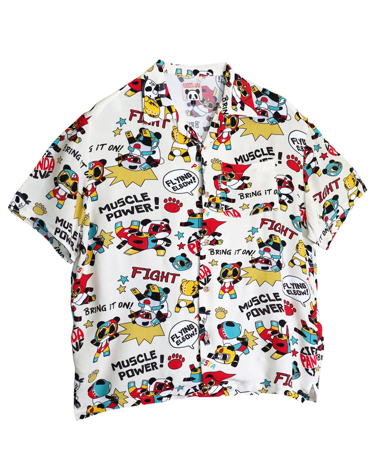 PANDIESTA(パンディエスタ) |SB 熊猫謹製 パンダゴーファイト レーヨン アロハ シャツ(526228 MENS/WOMENS）