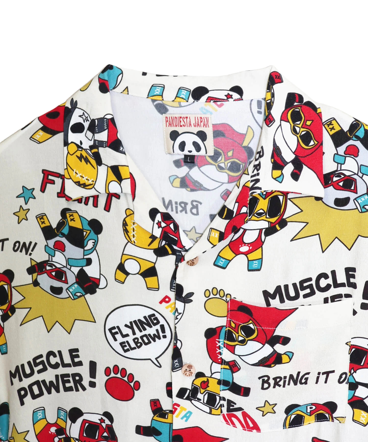PANDIESTA(パンディエスタ) |SB 熊猫謹製 パンダゴーファイト レーヨン アロハ シャツ(526228 MENS/WOMENS）