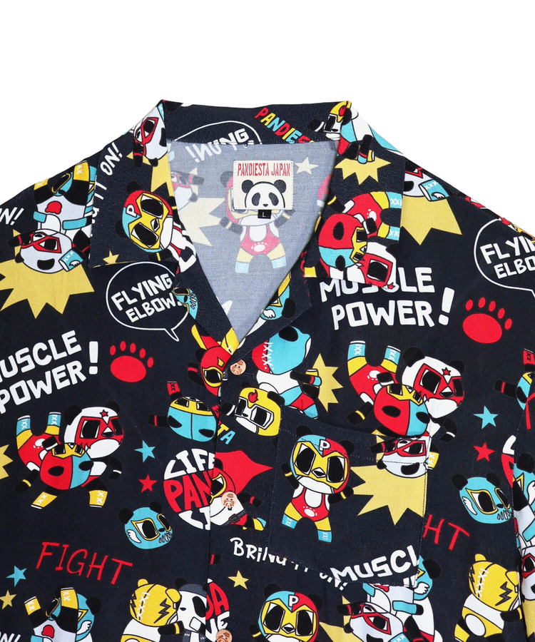 PANDIESTA(パンディエスタ) |SB 熊猫謹製 パンダゴーファイト レーヨン アロハ シャツ(526228 MENS/WOMENS）