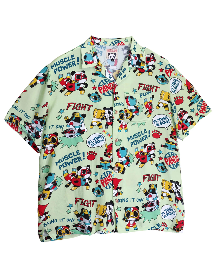 PANDIESTA(パンディエスタ) |SB 熊猫謹製 パンダゴーファイト レーヨン アロハ シャツ(526228 MENS/WOMENS）