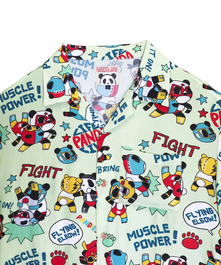 PANDIESTA(パンディエスタ) |SB 熊猫謹製 パンダゴーファイト レーヨン アロハ シャツ(526228 MENS/WOMENS）