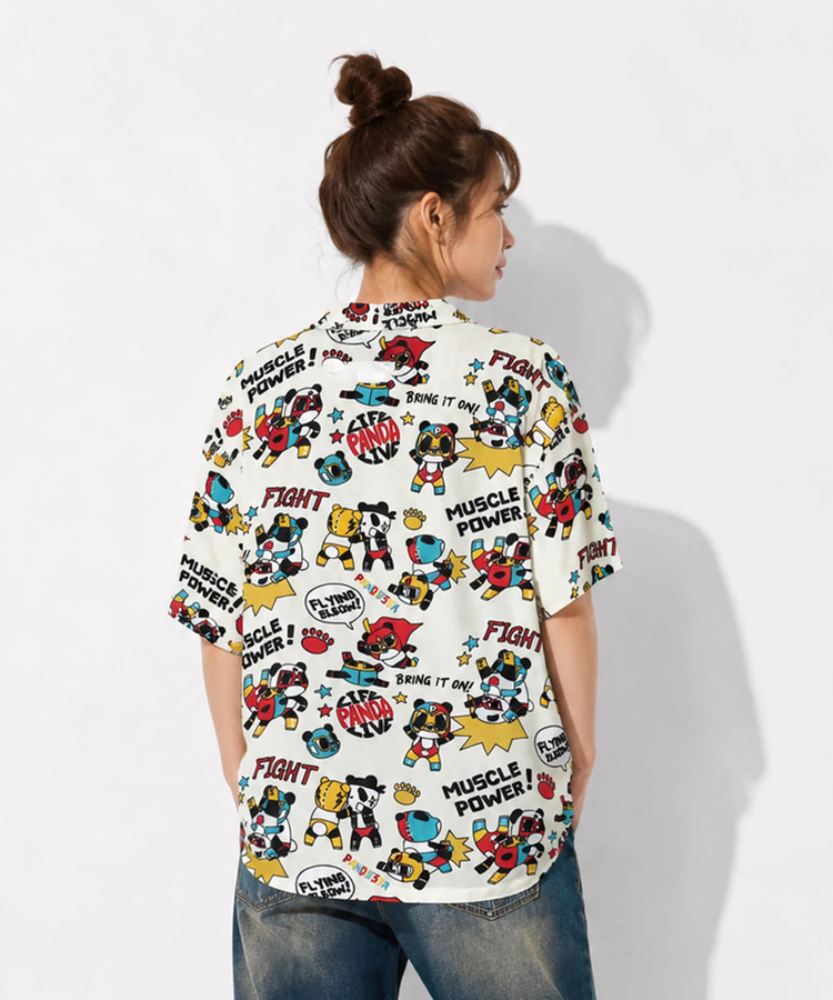 PANDIESTA(パンディエスタ) |SB 熊猫謹製 パンダゴーファイト レーヨン アロハ シャツ(526228 MENS/WOMENS）
