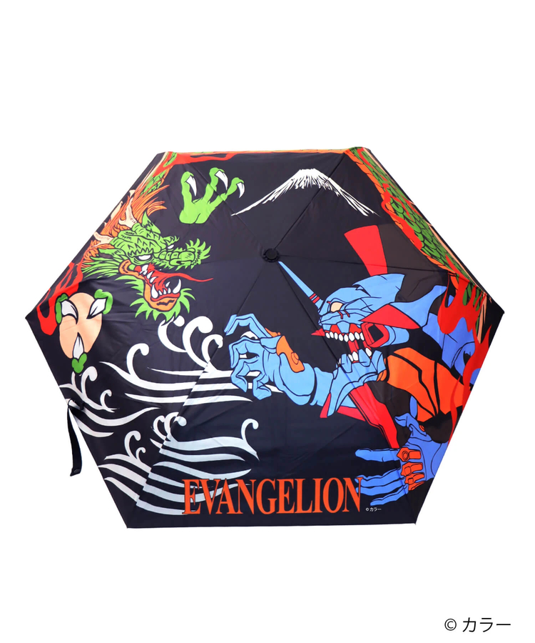 PANDIESTA(パンディエスタ) |SB 錦 EVANGELION 初号機と飛龍 UVコート 折りたたみ傘 晴雨兼用 ブラック(526043 MENS/WOMENS)