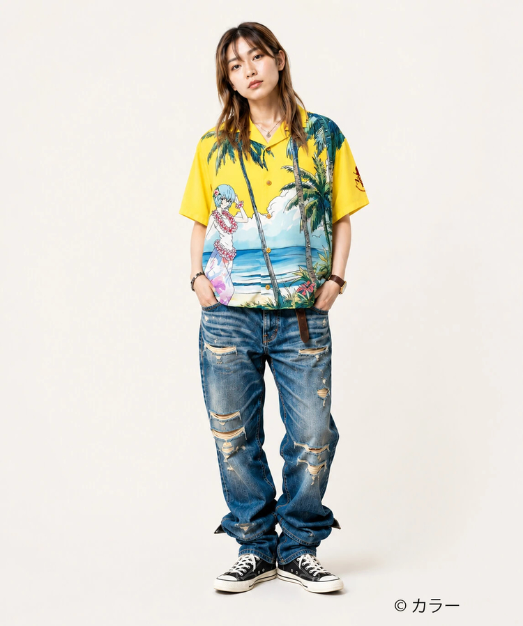 PANDIESTA(パンディエスタ) |SB 錦 EVANGELION 綾波レイ レーヨン アロハ シャツ(526352 MENS/WOMENS)