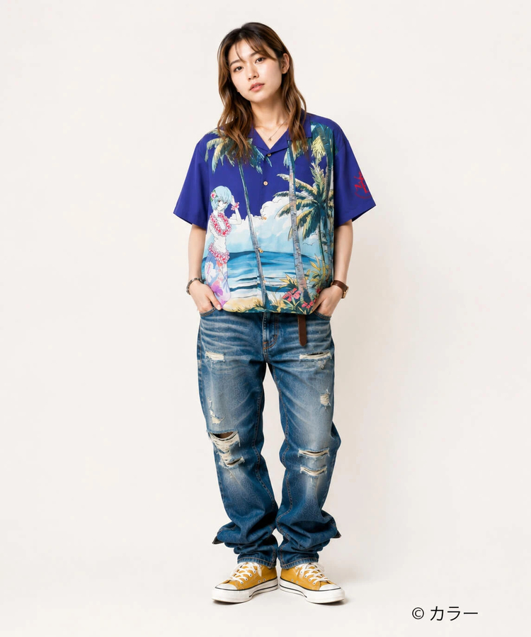 PANDIESTA(パンディエスタ) |SB 錦 EVANGELION 綾波レイ レーヨン アロハ シャツ(526352 MENS/WOMENS)