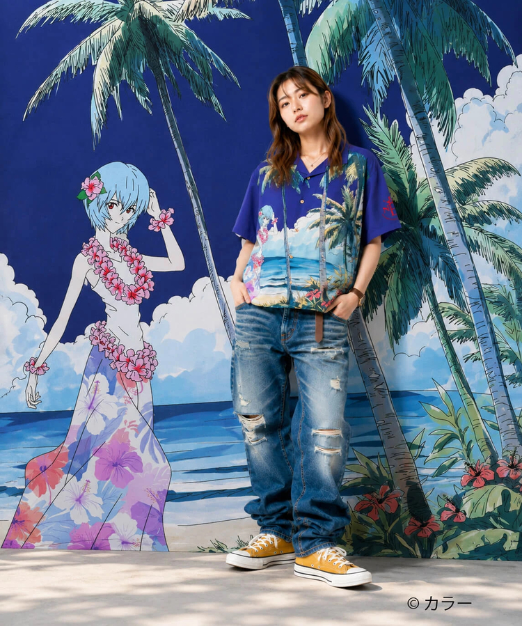 PANDIESTA(パンディエスタ) |SB 錦 EVANGELION 綾波レイ レーヨン アロハ シャツ(526352 MENS/WOMENS)