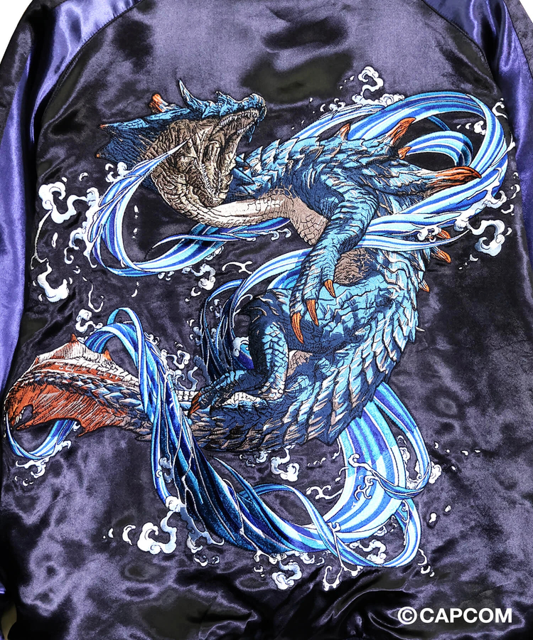 PANDIESTA(パンディエスタ) |SB MONSTER HUNTER ラギアクルス 総刺繍 リバーシブル スカジャン 公式ライセンス(536352 MENS/WOMENS)