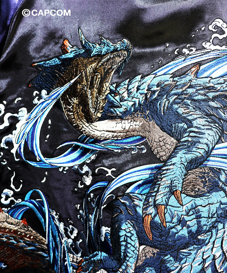 PANDIESTA(パンディエスタ) |SB MONSTER HUNTER ラギアクルス 総刺繍 リバーシブル スカジャン 公式ライセンス(536352 MENS/WOMENS)
