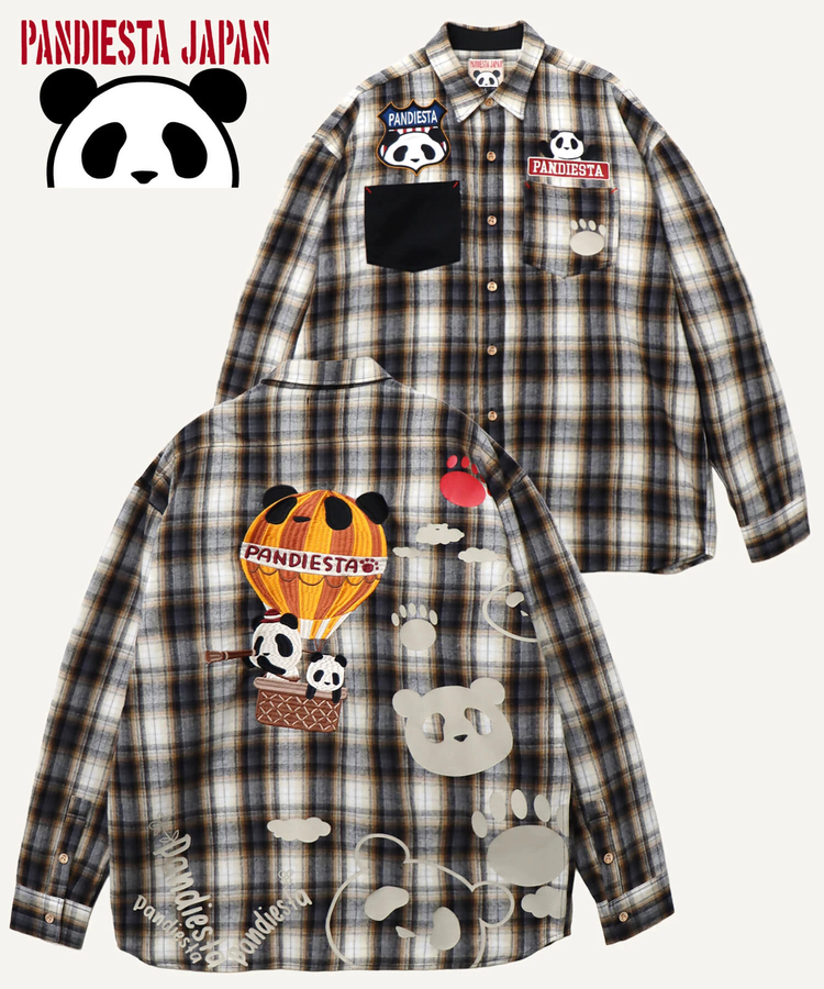 PANDIESTA(パンディエスタ) |SB PANDIESTA 空中遊覧空の旅 パンダ ネルチェック シャツ(536208 MENS/WOMENS）