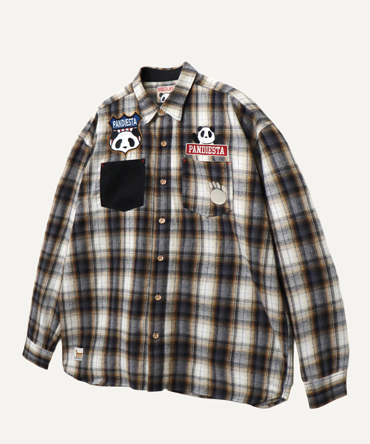 PANDIESTA(パンディエスタ) |SB PANDIESTA 空中遊覧空の旅 パンダ ネルチェック シャツ(536208 MENS/WOMENS）