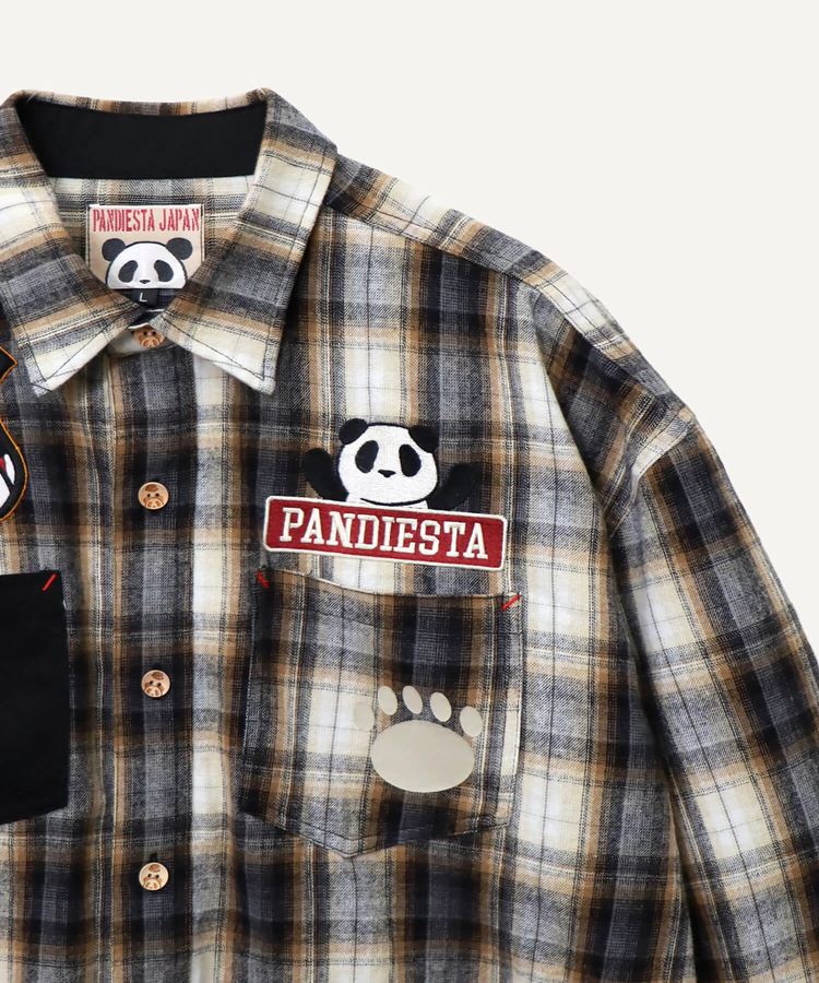 PANDIESTA(パンディエスタ) |SB PANDIESTA 空中遊覧空の旅 パンダ ネルチェック シャツ(536208 MENS/WOMENS）
