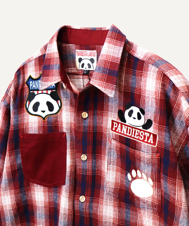 PANDIESTA(パンディエスタ) |SB PANDIESTA 空中遊覧空の旅 パンダ ネルチェック シャツ(536208 MENS/WOMENS）