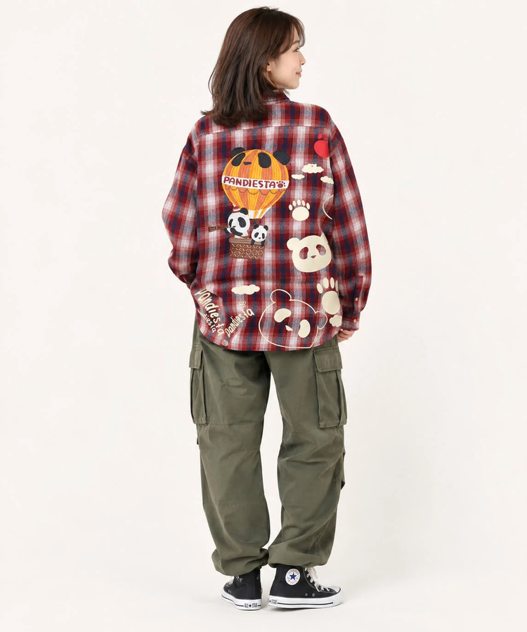 PANDIESTA(パンディエスタ) |SB PANDIESTA 空中遊覧空の旅 パンダ ネルチェック シャツ(536208 MENS/WOMENS）