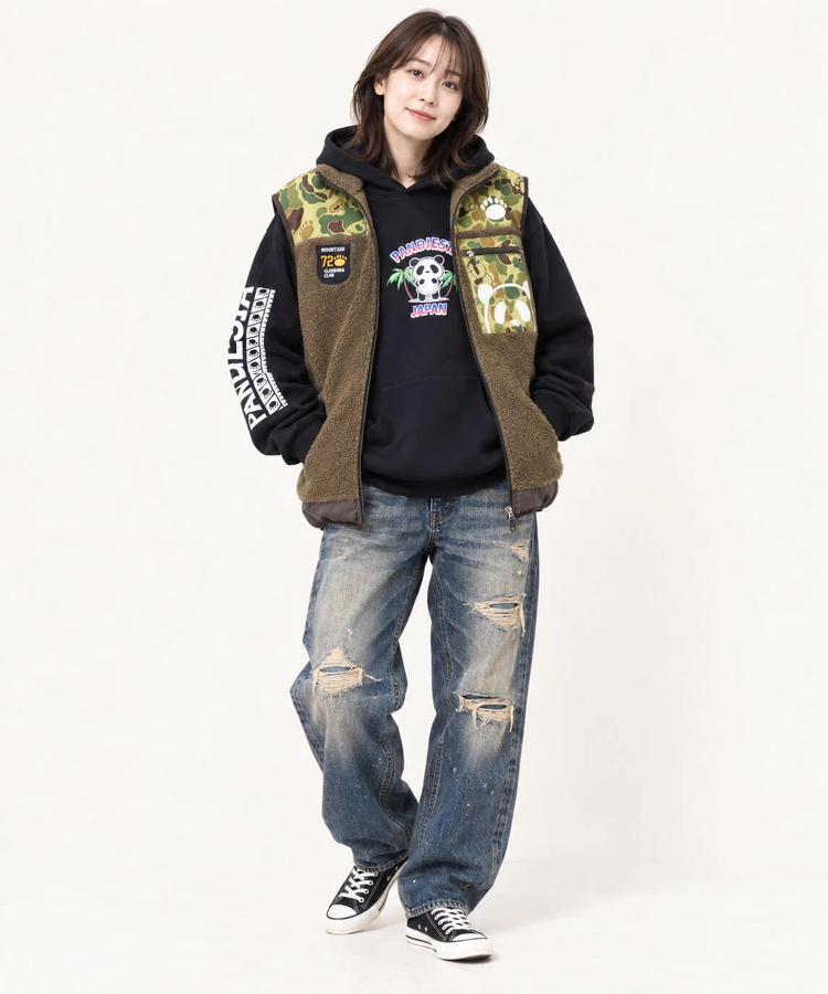 PANDIESTA(パンディエスタ) |SB PANDIESTA カモフラパンダ ボアフリース ベスト(536212 MENS/WOMENS）