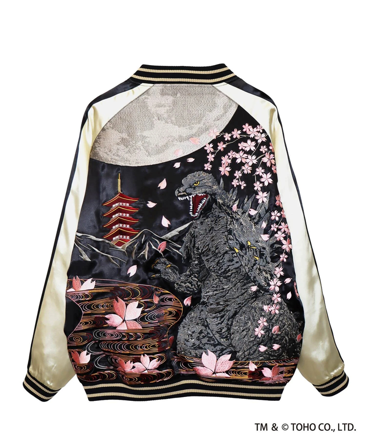 PANDIESTA(パンディエスタ) |SB ゴジラ 錦nishiki 月下桜 ゴジラ リバーシブル スカジャン ブラック(564362 MENS)