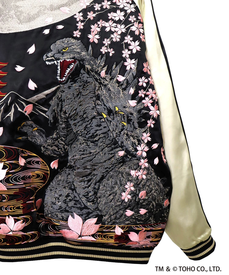 PANDIESTA(パンディエスタ) |SB ゴジラ 錦nishiki 月下桜 ゴジラ リバーシブル スカジャン ブラック(564362 MENS)