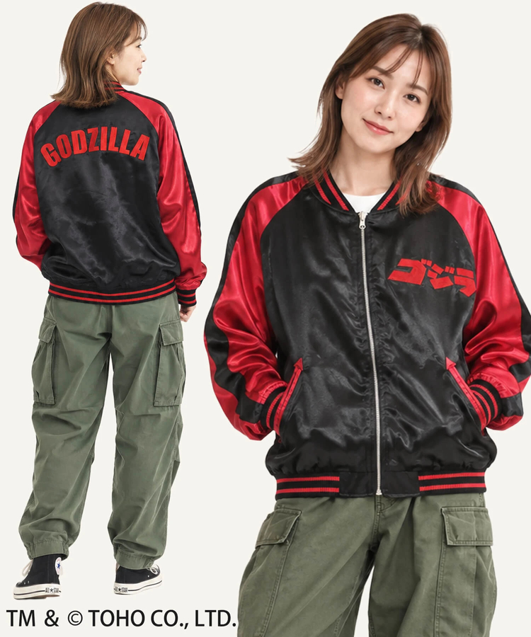 PANDIESTA(パンディエスタ) |SB ゴジラ 錦nishiki 月下桜 ゴジラ リバーシブル スカジャン ブラック(564362 MENS)