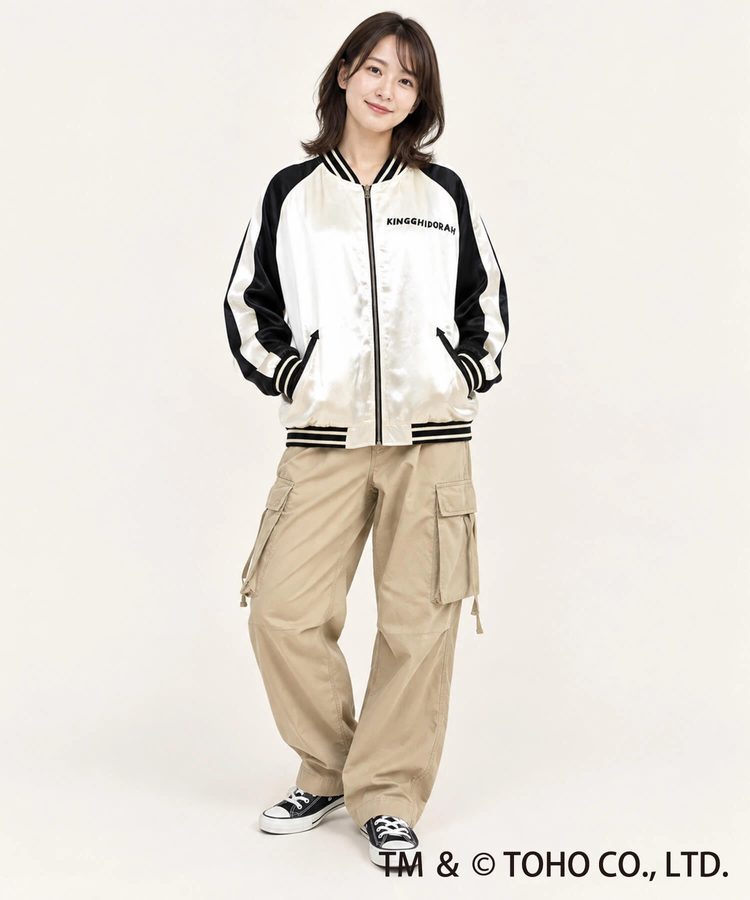 PANDIESTA(パンディエスタ) |SB ゴジラ 錦nishiki 月下富士 キングギドラ リバーシブル スカジャン ネイビー(564364 MENS)